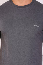 HiFlyers Men Slim Fit Self-Design Premium Melange Rn Tshirts Anthra