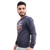 HiFlyers Mens Charcoal Grey Slim Fit Printed Round Neck Sweatshirt