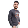 HiFlyers Mens Charcoal Grey Slim Fit Printed Round Neck Sweatshirt