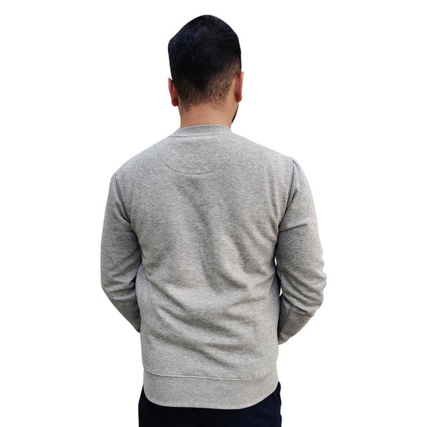 HiFlyers Mens Grey Slim Fit Printed Round Neck Sweatshirt