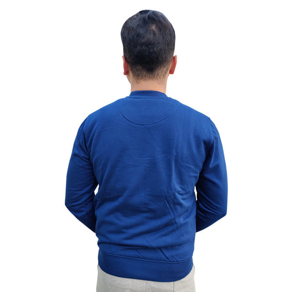 HiFlyers Mens Royal Blue Slim Fit Printed Round Neck Sweatshirt