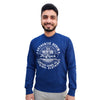 HiFlyers Mens Royal Blue Slim Fit Printed Round Neck Sweatshirt