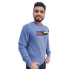 HiFlyers Mens Sky Blue Slim Fit Printed Round Neck Sweatshirt