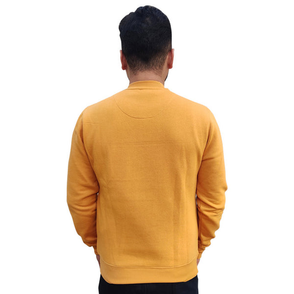 HiFlyers Mens Yellow Slim Fit Printed Round Neck Sweatshirt