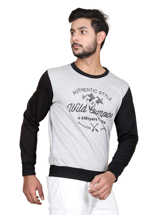 Full Sleeve Printed Sweatshirt Grey