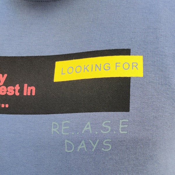 HiFlyers Mens Sky Blue Slim Fit Printed Round Neck Sweatshirt