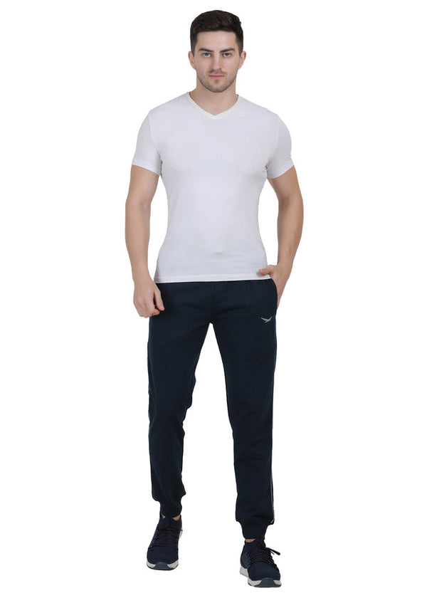 HiFlyers Mens Black Slim Fit Solid Terry Joggers