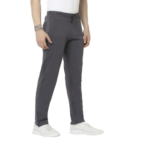 HiFlyers Mens Anthra Slim Fit Solid Cotton FleeceWinter Trackpant/Joggger