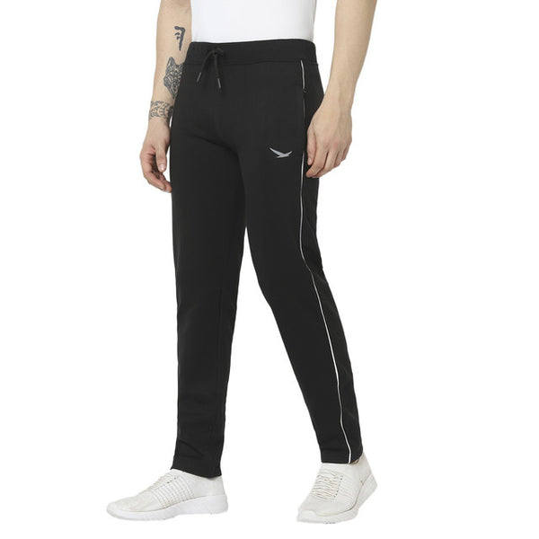 HiFlyers Mens Black Slim Fit Solid Cotton Fleece Winter Trackpant/Joggger