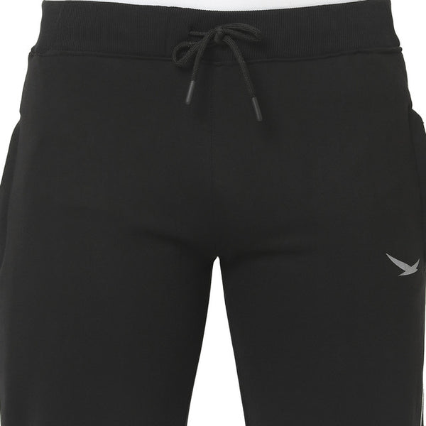 HiFlyers Mens Black Slim Fit Solid Cotton Fleece Winter Trackpant/Joggger