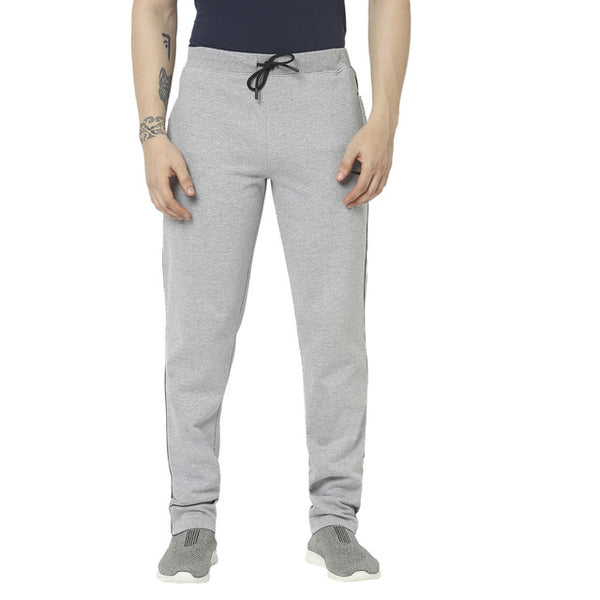 HiFlyers Mens Grey Slim Fit Solid Cotton Fleece Winter Trackpant/Joggger