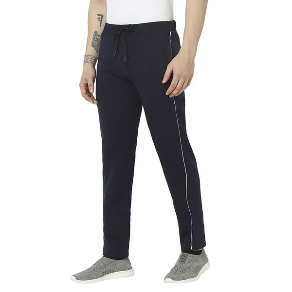 HiFlyers Mens Navy Slim Fit Solid Cotton Fleece Winter Trackpant/Joggger
