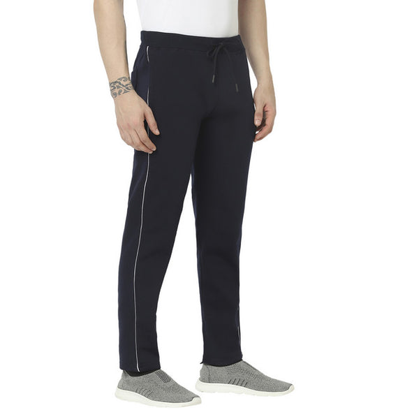 HiFlyers Mens Navy Slim Fit Solid Cotton Fleece Winter Trackpant/Joggger