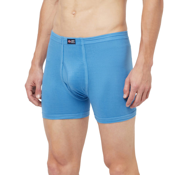 T.T. Mens Jazz Fine Long Inner Elastic TrunkPack Of 4 Blue-Sky-Musturd-Brown