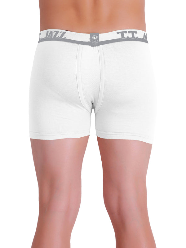 T.T. Mens Jazz Fine Long Top Elastic TrunkPack Of 4 White
