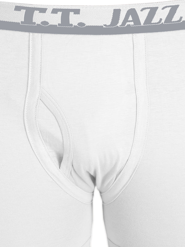 T.T. Mens Jazz Fine Long Top Elastic TrunkPack Of 2 White