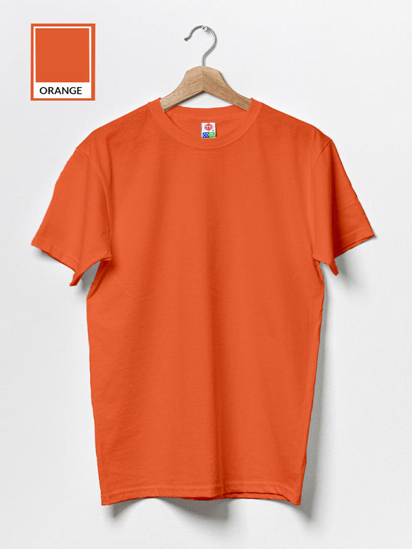 T.T. Men'S Solid Eco Friendly Cotton Blended Fabric Regular Fit Round Neck T-Shirt-Orange