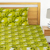 T.T. Lime Green & White Floral Print Single Bedsheet With 1 Pillow Cover