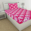 T.T. Fabulous Fuchsia & White Floral Print Single Bedsheet With 1 Pillow Cover