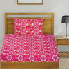 T.T. Fuchsia Floral Print Single Bedsheet With1 Pillow Cover