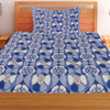 T.T. Blue & White Floral Print Single Bedsheet With 1 Pillow Cover