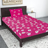 T.T. Magenta & White Floral Print Single Bedsheet With 1 Pillow Cover