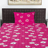 T.T. Magenta & White Floral Print Single Bedsheet With 1 Pillow Cover