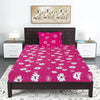 T.T. Magenta & White Floral Print Single Bedsheet With 1 Pillow Cover