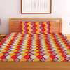 T.T. Red & Yellow Geometric Print Single Bedsheet With 1 Pillow Cover