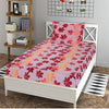 T.T. Pink & Cherry Floral Print Single Bedsheet With 1 Pillow Cover