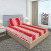 T.T. Red & Lt. Pink Floral Print Single Bedsheet With 1 Pillow Cover