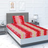 T.T. Red & Lt. Pink Floral Print Single Bedsheet With 1 Pillow Cover