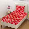 T.T. Coral & White Floral Print Single Bedsheet With 1 Pillow Cover