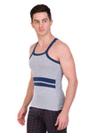 T.T. Men DesignerGym Vest Pack Of 3 Blue-Grey -Red-Blue-Olive-Black