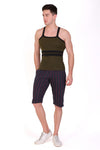 T.T. Men DesignerGym Vest Pack Of 3 Blue-Grey -Red-Blue-Olive-Black