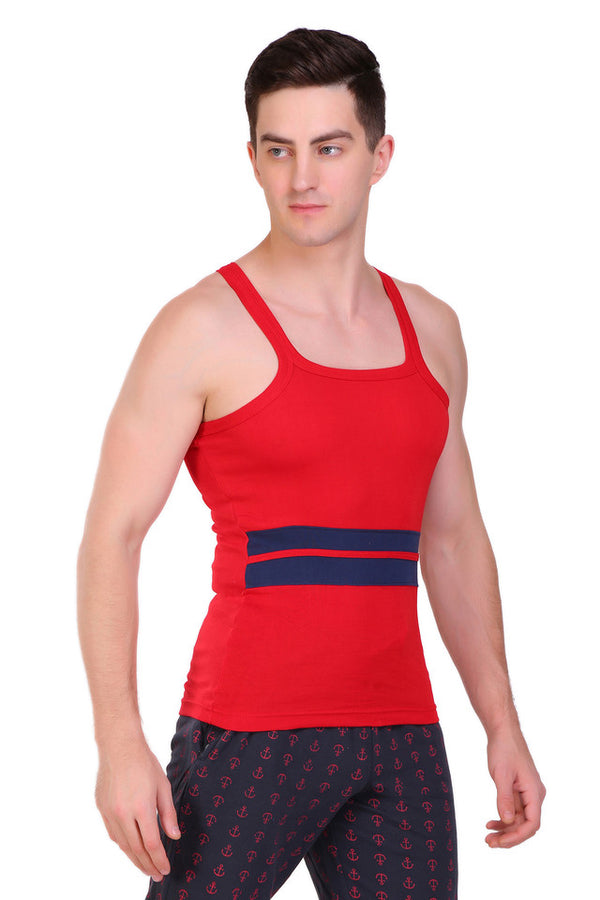 T.T. Men DesignerGym Vest Pack Of 3 Grey-Blue -Blue-Red-Olive-Black
