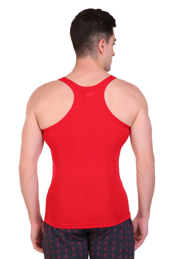 T.T. Men DesignerGym Vest Pack Of 3 Blue-Grey -Red-Blue-Olive-Black