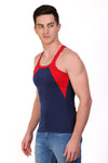 T.T. Men DesignerGym Vest Pack Of 3 Blue-Grey-Olive-Black-Blue-Red
