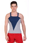 T.T. Men DesignerGym Vest Pack Of 2 Grey-Blue-Blue-Red