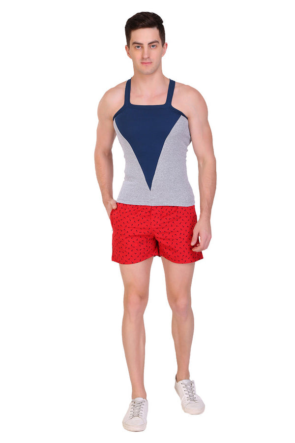T.T. Men DesignerGym Vest Pack Of 2 Grey-Blue-Blue-Red