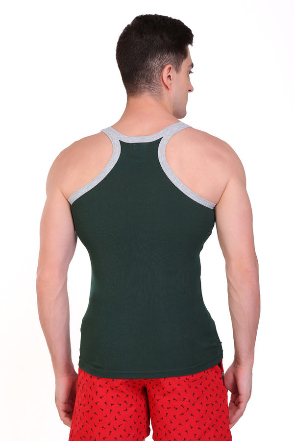 T.T. Men DesignerGym Vest Pack Of 2 Olive-Grey -Red-Black