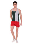 T.T. Men DesignerGym Vest Pack Of 2 Olive-Grey -Red-Black