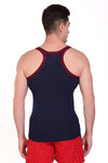 T.T. Men Designer  Gym Vest Pack Of 2 Blue-Maroon ::Grey Olive