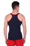 T.T. Men DesignerGym Vest Pack Of 2 Blue-Maroon -Grey Olive