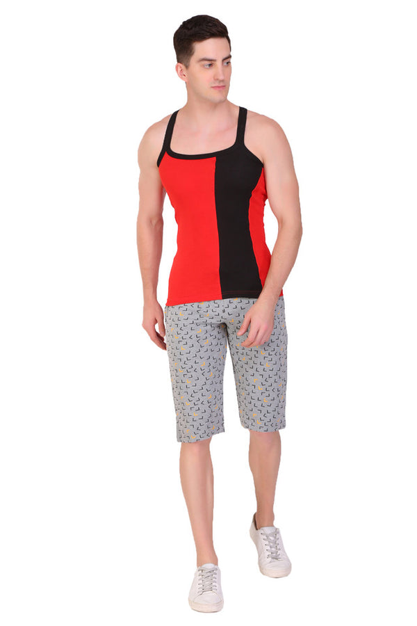 T.T. Men DesignerGym Vest Pack Of 2 Red-Black-Black-Red