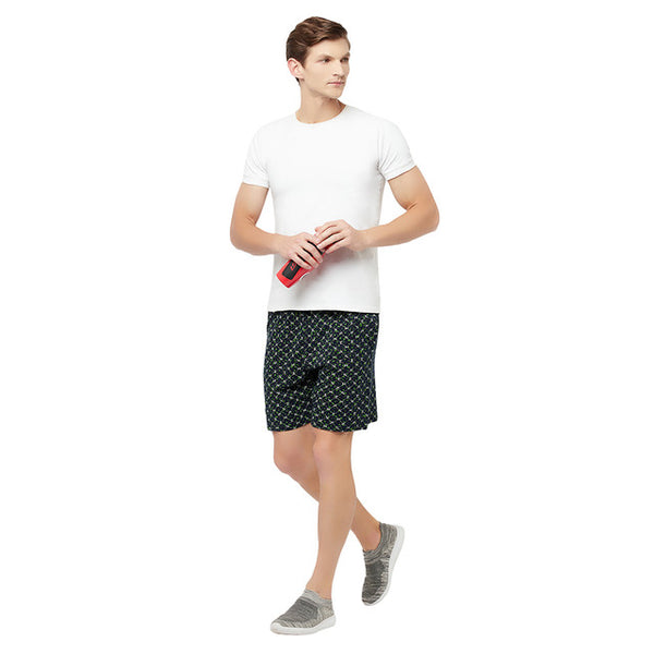 T.T. Men Cool Printed Shorts Pack Of 2 Green-Navy