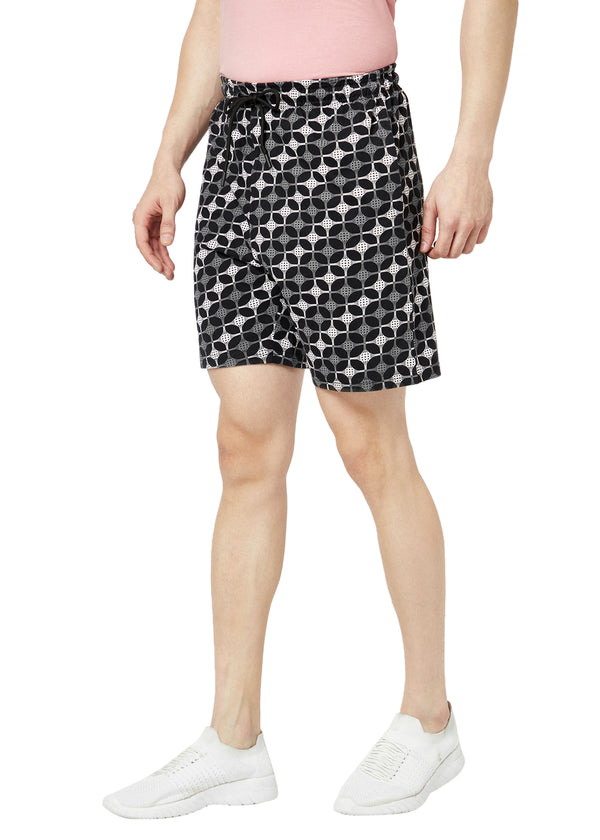 T.T. Men Cool Printed Bermuda Shorts With ZipperBlack-White