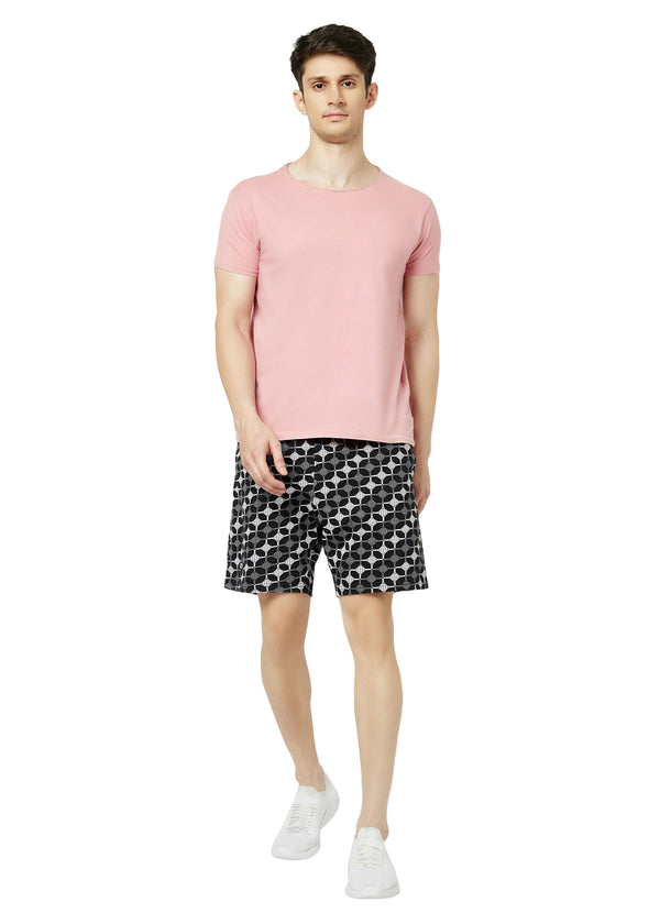 T.T. Men Cool Printed Bermuda Shorts With ZipperBlack-White