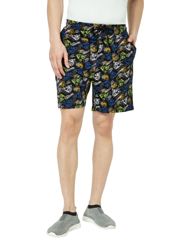 T.T. Men Cool Printed Bermuda Shorts With ZipperGreen-Black