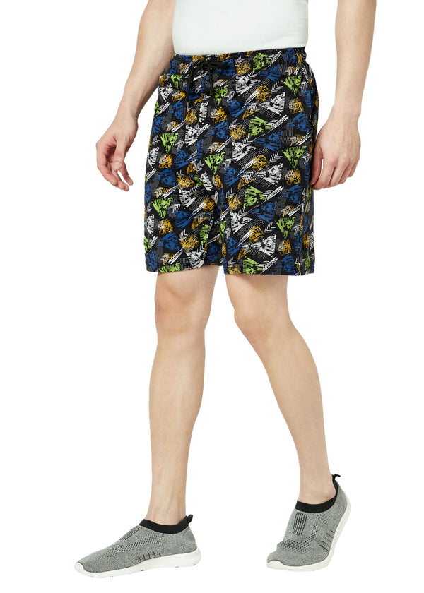 T.T. Men Cool Printed Bermuda Shorts With ZipperGreen-Black
